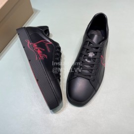 Christian Louboutin Letter Printed Leather Casual Shoes For Men Black
