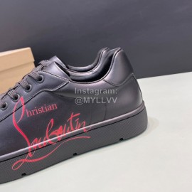 Christian Louboutin Letter Printed Leather Casual Shoes For Men Black