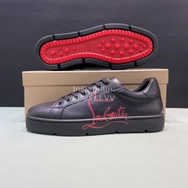 Christian Louboutin Letter Printed Leather Casual Shoes For Men Black