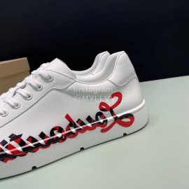 Cl Letter Printed Leather Casual Shoes For Men White