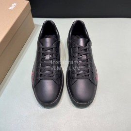 Cl Letter Printed Leather Casual Shoes For Men Black