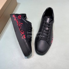 Cl Letter Printed Leather Casual Shoes For Men Black