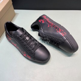 Cl Letter Printed Leather Casual Shoes For Men Black