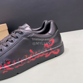 Cl Letter Printed Leather Casual Shoes For Men Black