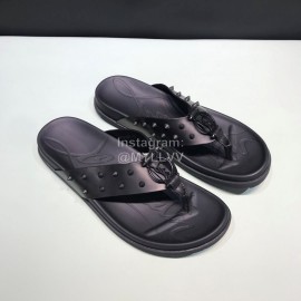Christian Louboutin Black Leather Rivet Flip Flops For Men