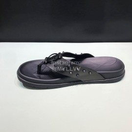 Christian Louboutin Black Leather Rivet Flip Flops For Men