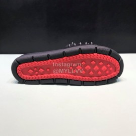 Christian Louboutin Black Leather Rivet Slippers For Men