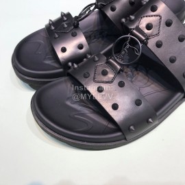 Christian Louboutin Leather Rivet Slippers For Men Black