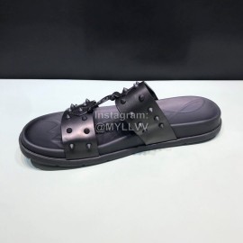 Christian Louboutin Leather Rivet Slippers For Men Black