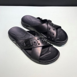 Christian Louboutin Leather Rivet Black Slippers For Men 