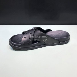 Christian Louboutin Leather Rivet Black Slippers For Men 