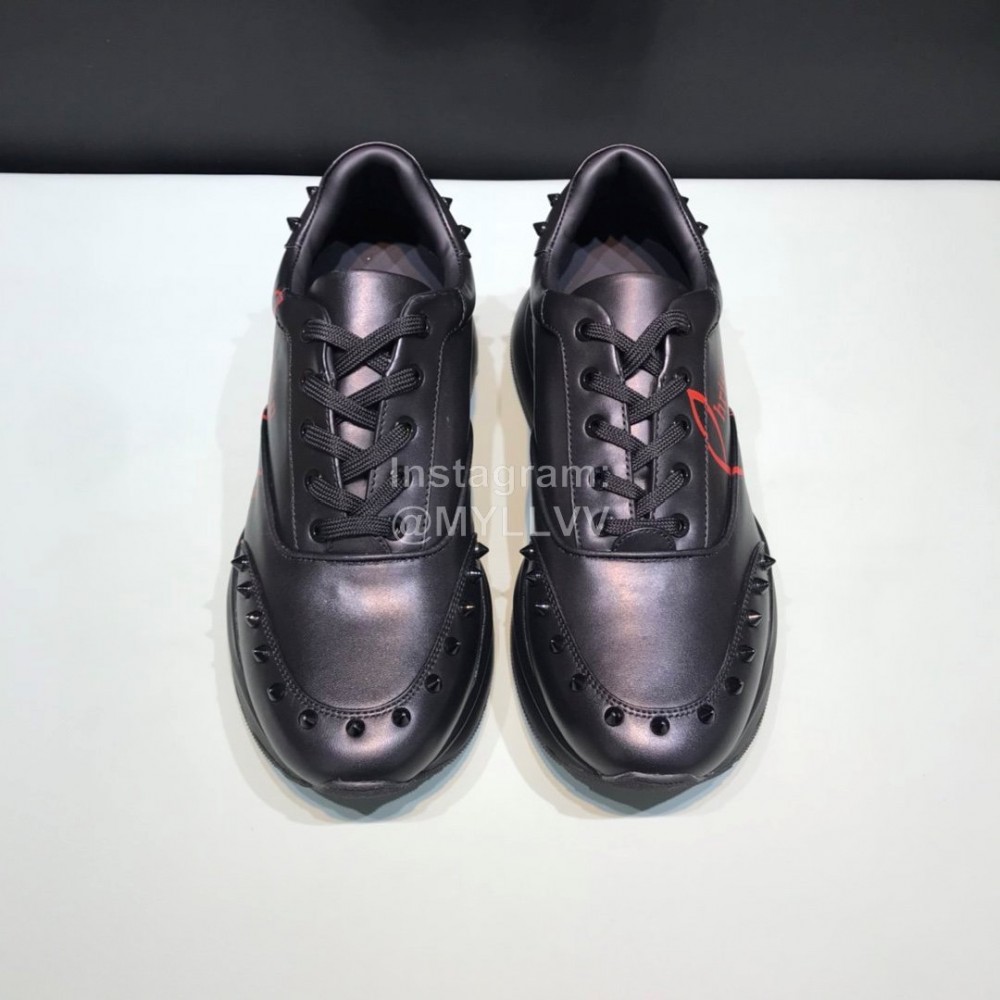 Christian Louboutin Printed Leather Casual Sneakers For Men Black