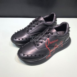 Christian Louboutin Printed Leather Casual Sneakers For Men Black