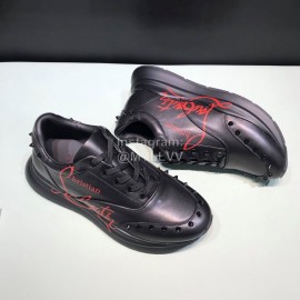 Christian Louboutin Printed Leather Casual Sneakers For Men Black