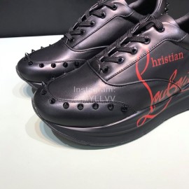 Christian Louboutin Printed Leather Casual Sneakers For Men Black