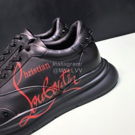 Christian Louboutin Printed Leather Casual Sneakers For Men Black