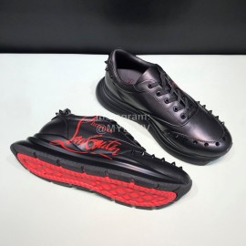 Christian Louboutin Printed Leather Casual Sneakers For Men Black