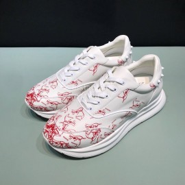 Christian Louboutin Printed Calf Leather Casual Sneakers For Men White