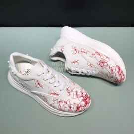 Christian Louboutin Printed Calf Leather Casual Sneakers For Men White