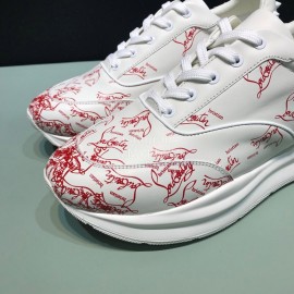 Christian Louboutin Printed Calf Leather Casual Sneakers For Men White