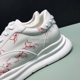 Christian Louboutin Printed Calf Leather Casual Sneakers For Men White