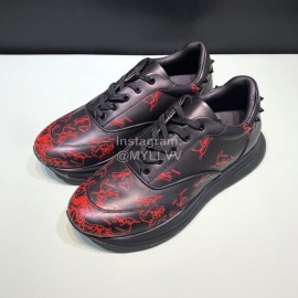 Christian Louboutin Printed Calf Leather Casual Sneakers For Men Black