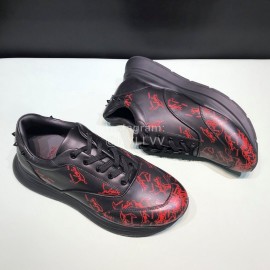 Christian Louboutin Printed Calf Leather Casual Sneakers For Men Black