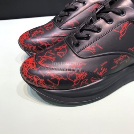 Christian Louboutin Printed Calf Leather Casual Sneakers For Men Black