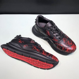 Christian Louboutin Printed Calf Leather Casual Sneakers For Men Black