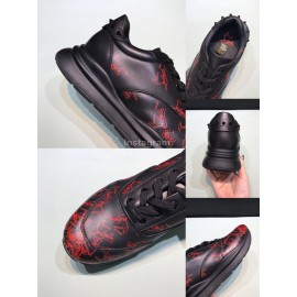Christian Louboutin Printed Calf Leather Casual Sneakers For Men Black