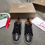 Christain Louboutin Fashion Black Leather Casual Shoes For Men And Women