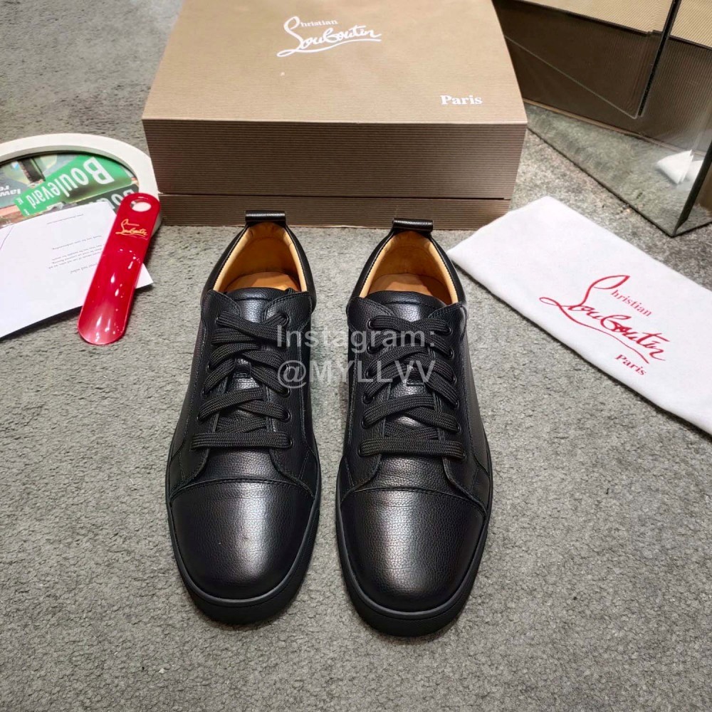 Christain Louboutin Black Leather Casual Shoes For Men And Women