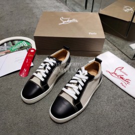 Christain Louboutin Fashion Leather Casual Shoes For Men And Women Gray