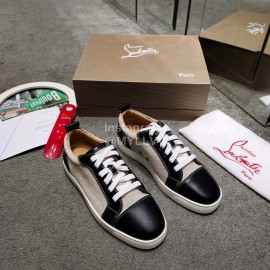 Christain Louboutin Fashion Leather Casual Shoes For Men And Women Gray