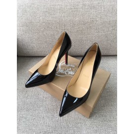 Christain Louboutin Fashion Black Patent Leather Pointed High Heels For Women 