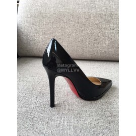 Christain Louboutin Fashion Black Patent Leather Pointed High Heels For Women 