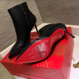 Christain Louboutin Black New Calf Rivet High Heeled Boots For Women 