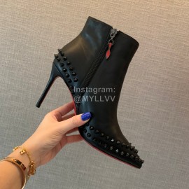 Christain Louboutin Black New Calf Rivet High Heeled Boots For Women 