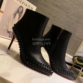 Christain Louboutin Black New Calf Rivet High Heeled Boots For Women 