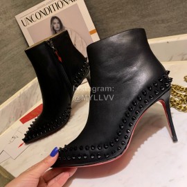 Christain Louboutin Black New Calf Rivet High Heeled Boots For Women 