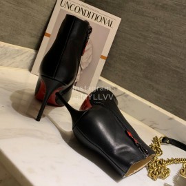 Christain Louboutin Black New Calf High Heeled Short Boots For Women 