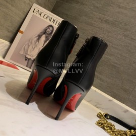 Christain Louboutin Black New Calf High Heeled Short Boots For Women 