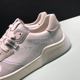 Coach Fashion Leather Suede Sneakers For Men White