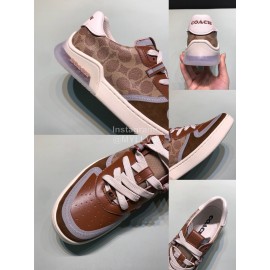 Coach Fashion Leather Suede Sneakers For Men Brown