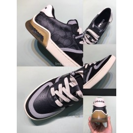 Coach Fashion Leather Suede Sneakers For Men Black