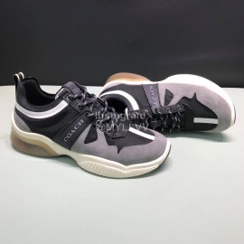 Coach Fashion Leather Knitted Fabric Sneakers For Men Black