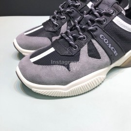 Coach Fashion Leather Knitted Fabric Sneakers For Men Black