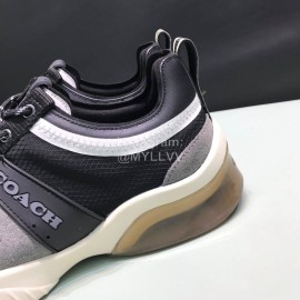 Coach Fashion Leather Knitted Fabric Sneakers For Men Black