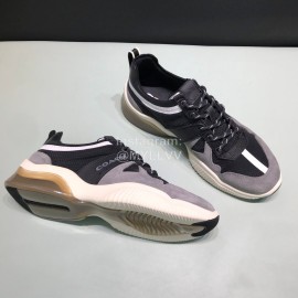 Coach Fashion Leather Knitted Fabric Sneakers For Men Black