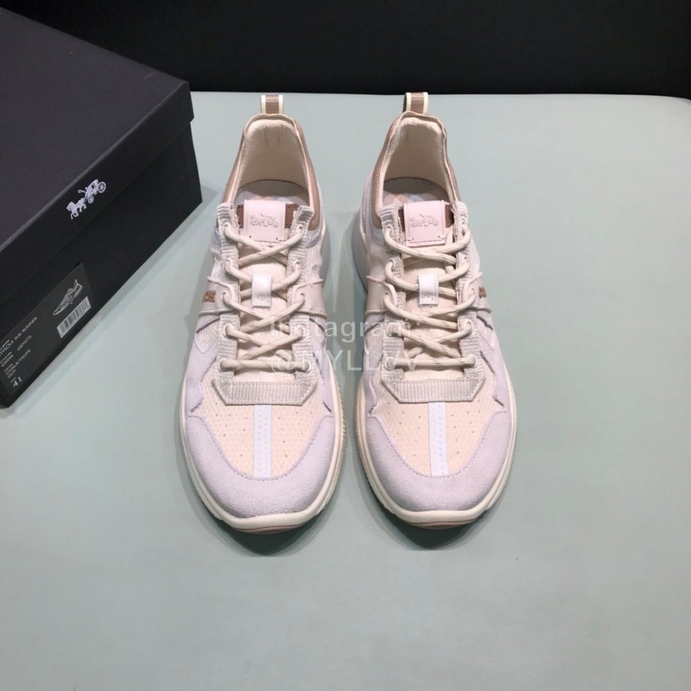 Coach Fashion Leather Knitted Fabric Sneakers For Men Gray